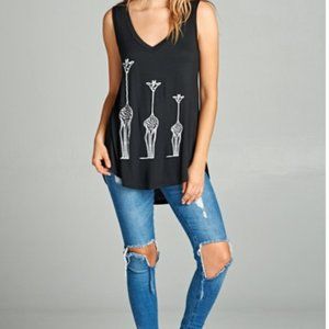Trio of Giraffes Tank Top | Soft, Flowy and Fun | New With Tags